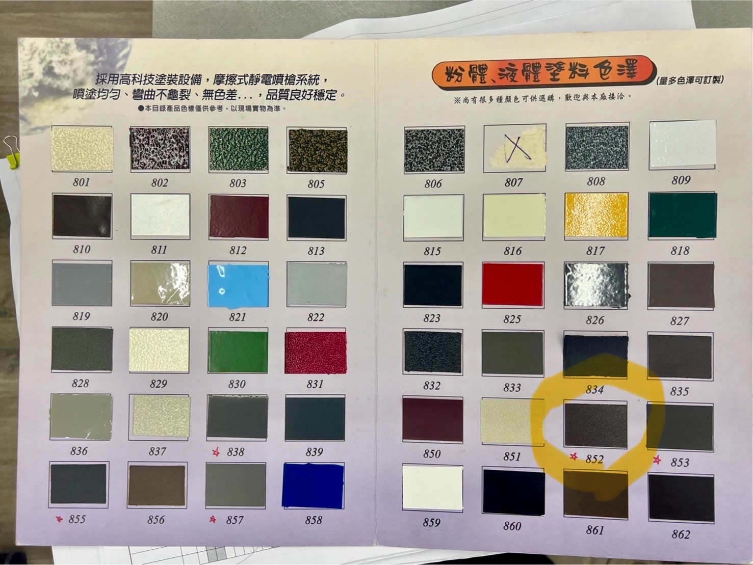 粉體塗料色澤表